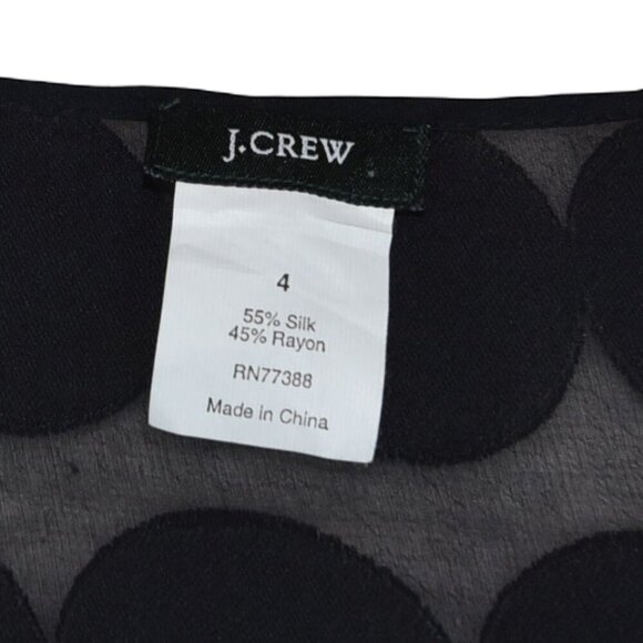 J.Crew Silk Dot Sheer Blouse Size 4 Multi Media Ruffled Front Sleeveless - Picture 6 of 7